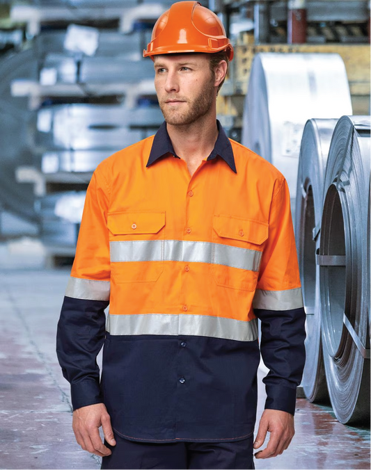 Hi vis Cool Breeze Safety Cotton Drill L/S Reflective