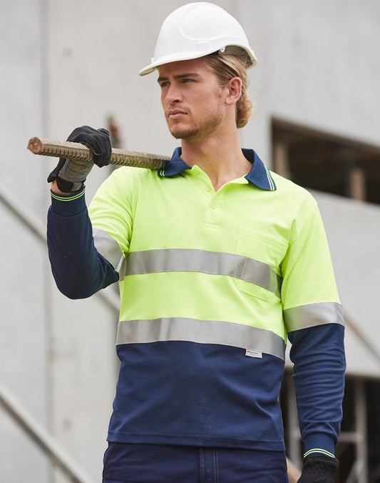 Hi Vis Long Sleeve Safety Polo RF