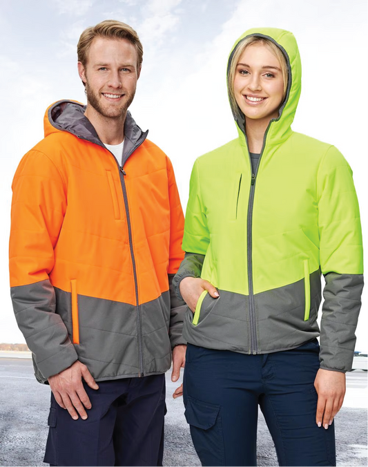 Hi Vis Hooded Puffer Jacket