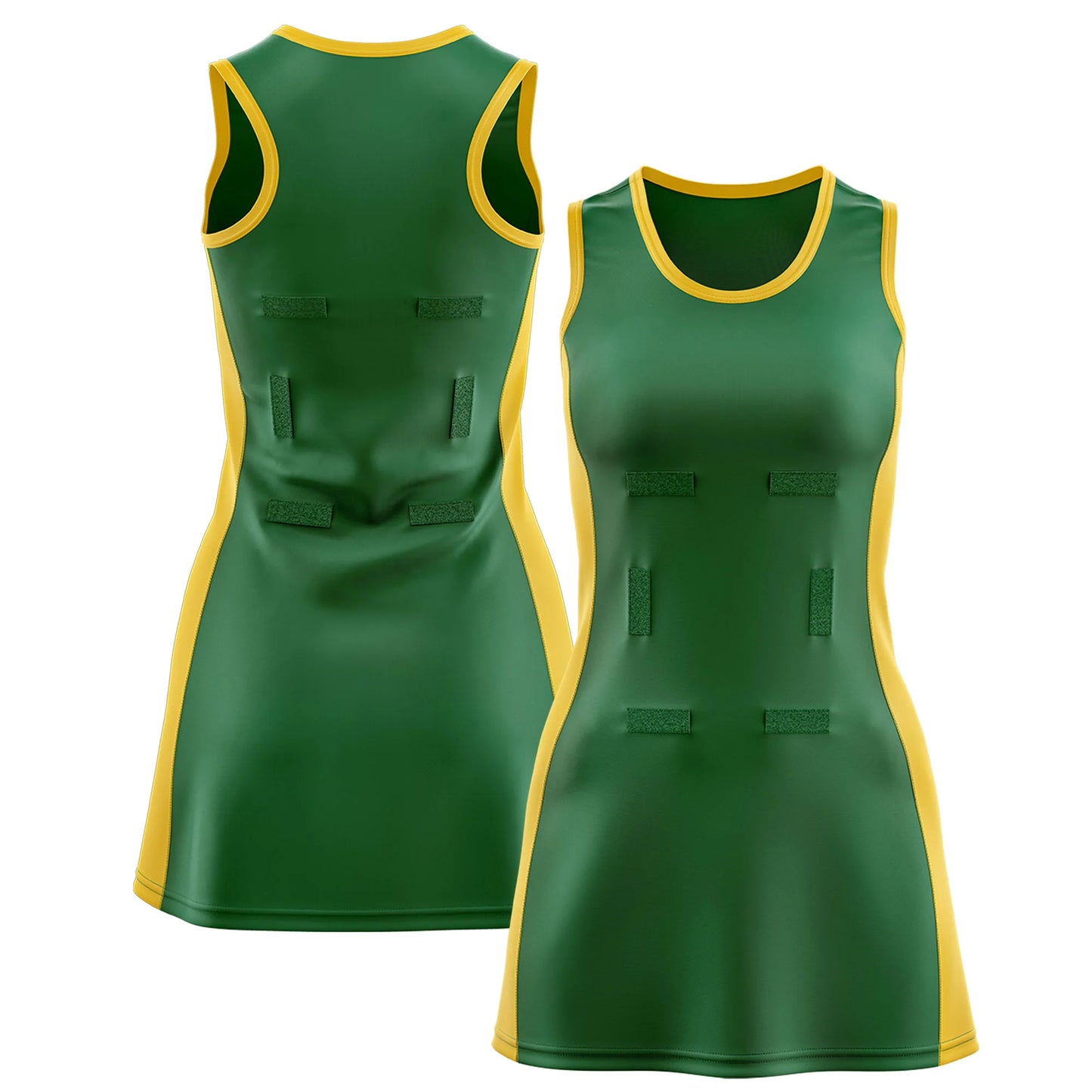 Custom Netball Dress Green and Gold