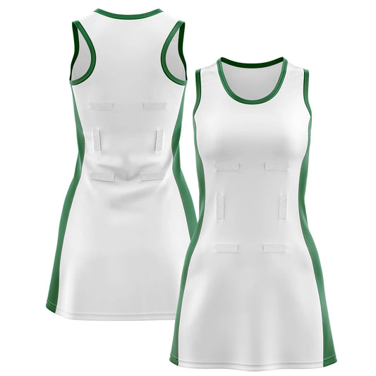 Custom Netball Dress Green and White