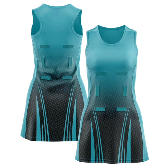 Custom Netball Dress Aqua and Black
