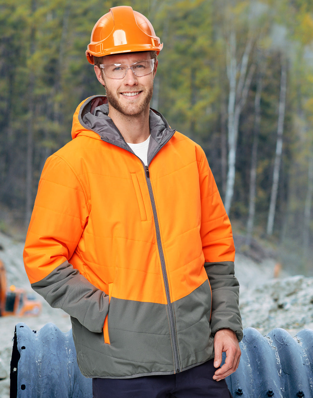 Hi Vis Hooded Puffer Jacket
