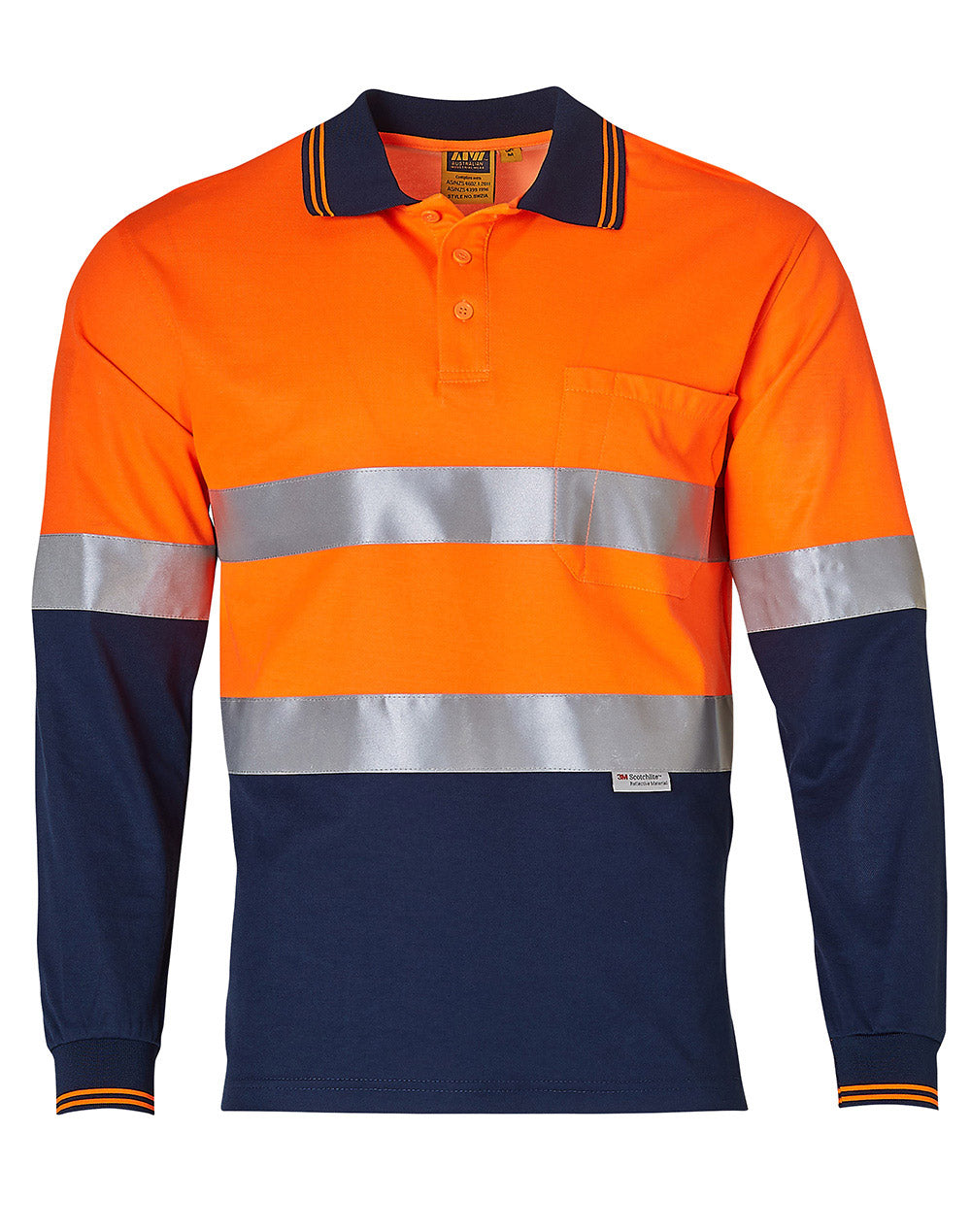 Hi Vis Long Sleeve Safety Polo RF