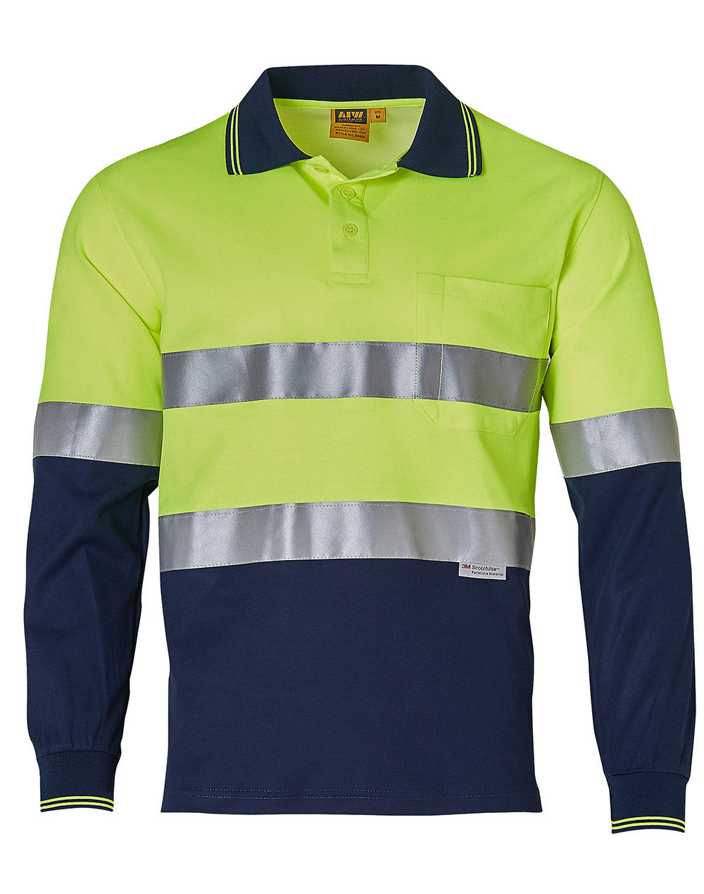 Hi Vis Long Sleeve Safety Polo RF