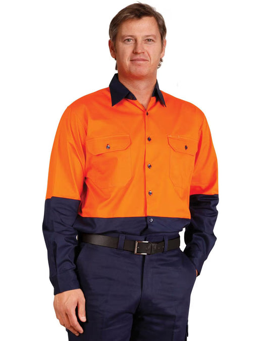 Hi Vis Long Sleeve Safety Cotton Drill