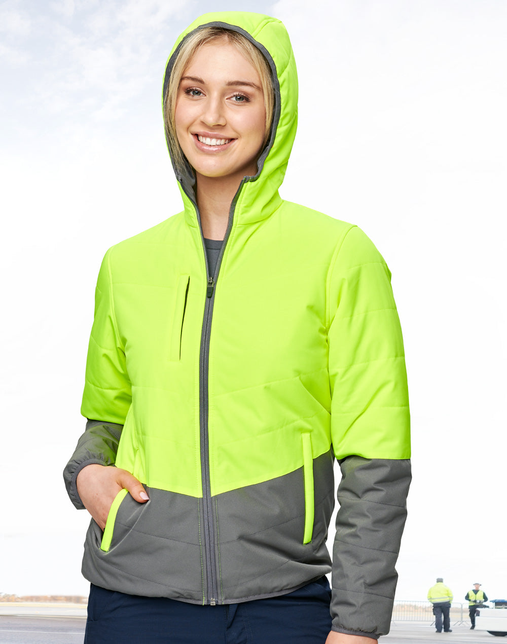 Hi Vis Hooded Puffer Jacket