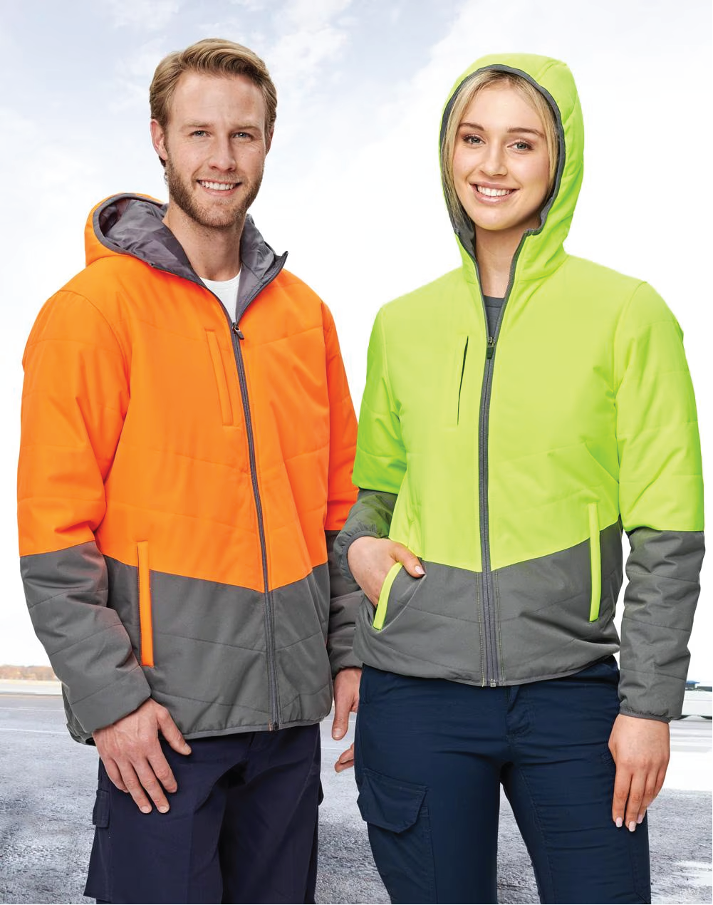 Hi Vis Hooded Puffer Jacket