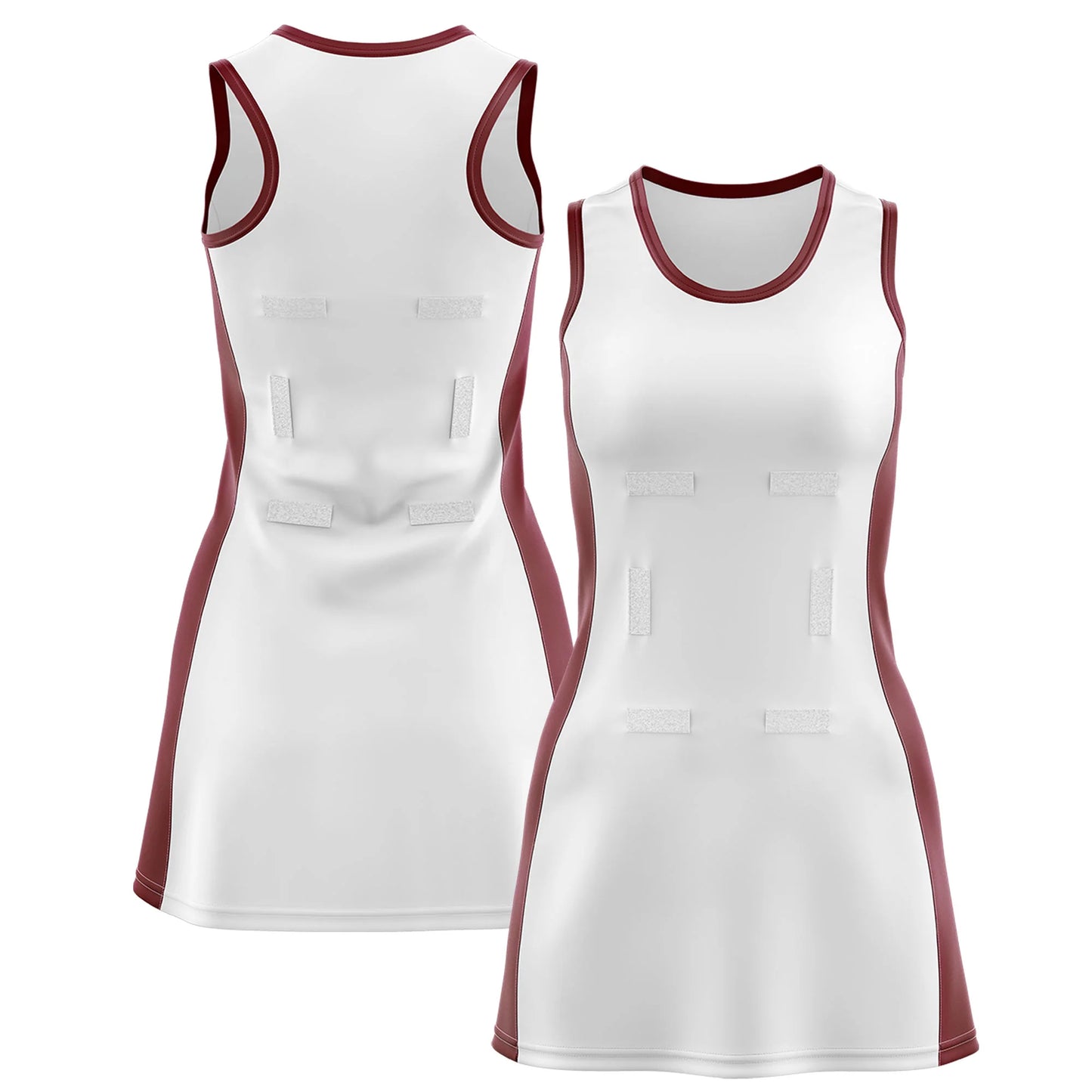 Custom Netball Dress Maroon and White