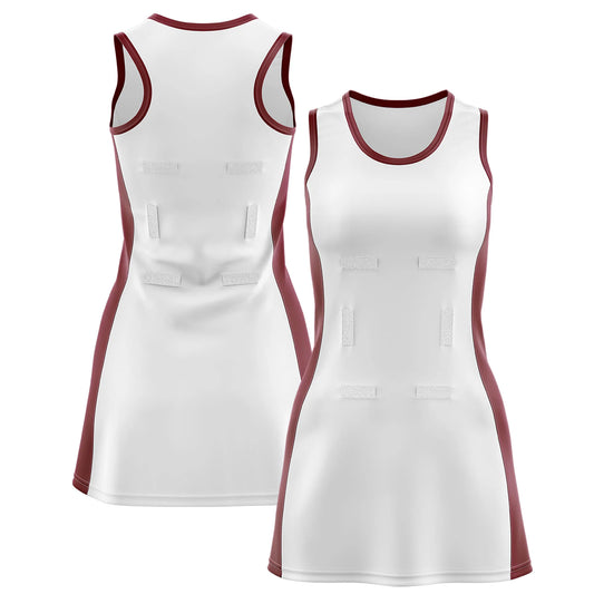 Custom Netball Dress Maroon and White