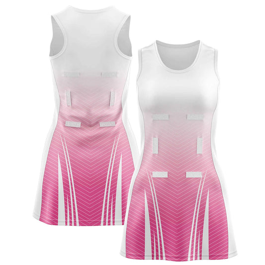 Custom Netball Dress Pink and White
