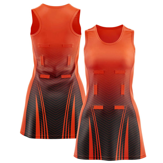 Custom Netball Dress Orange and Black