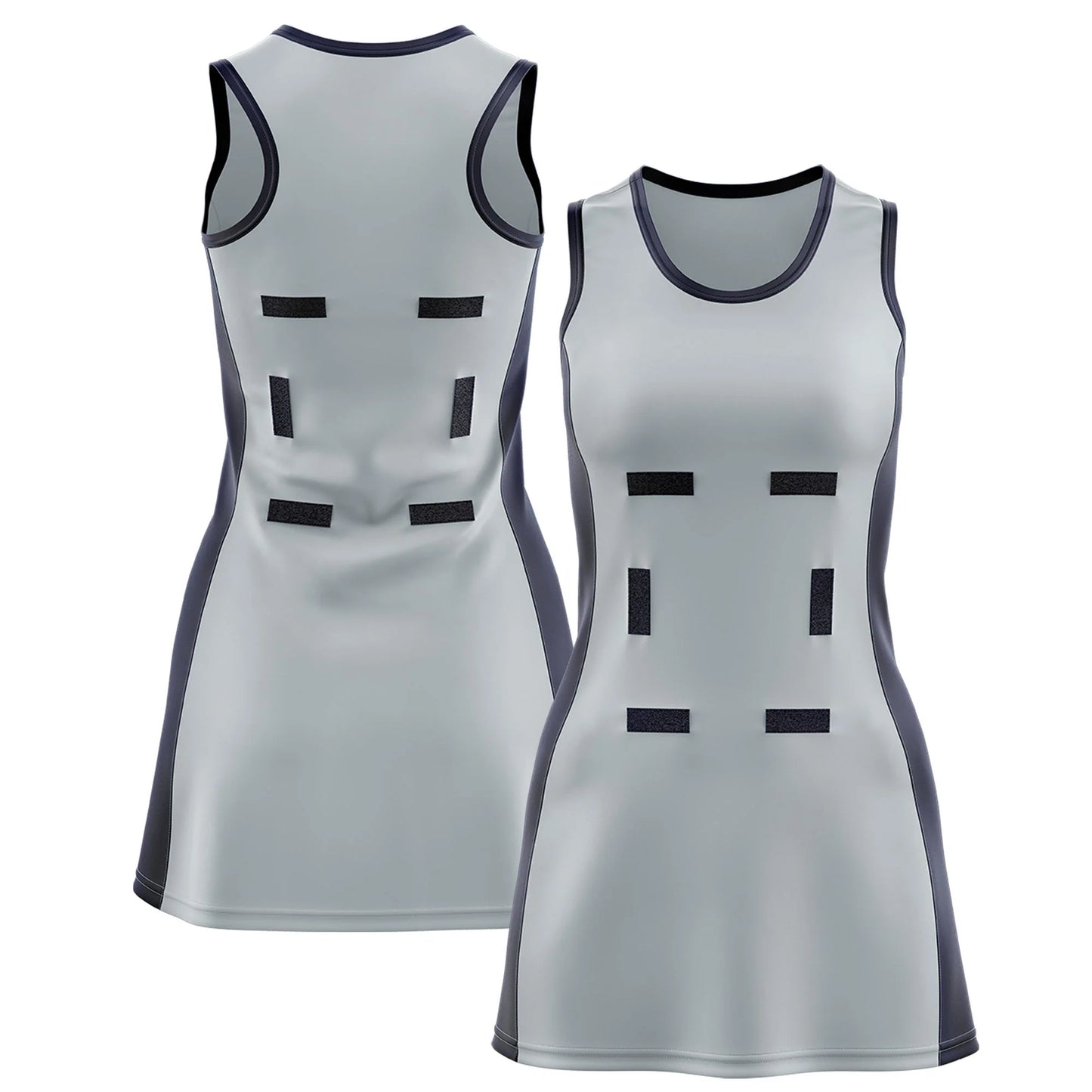 Custom Netball Dress Silver Navy